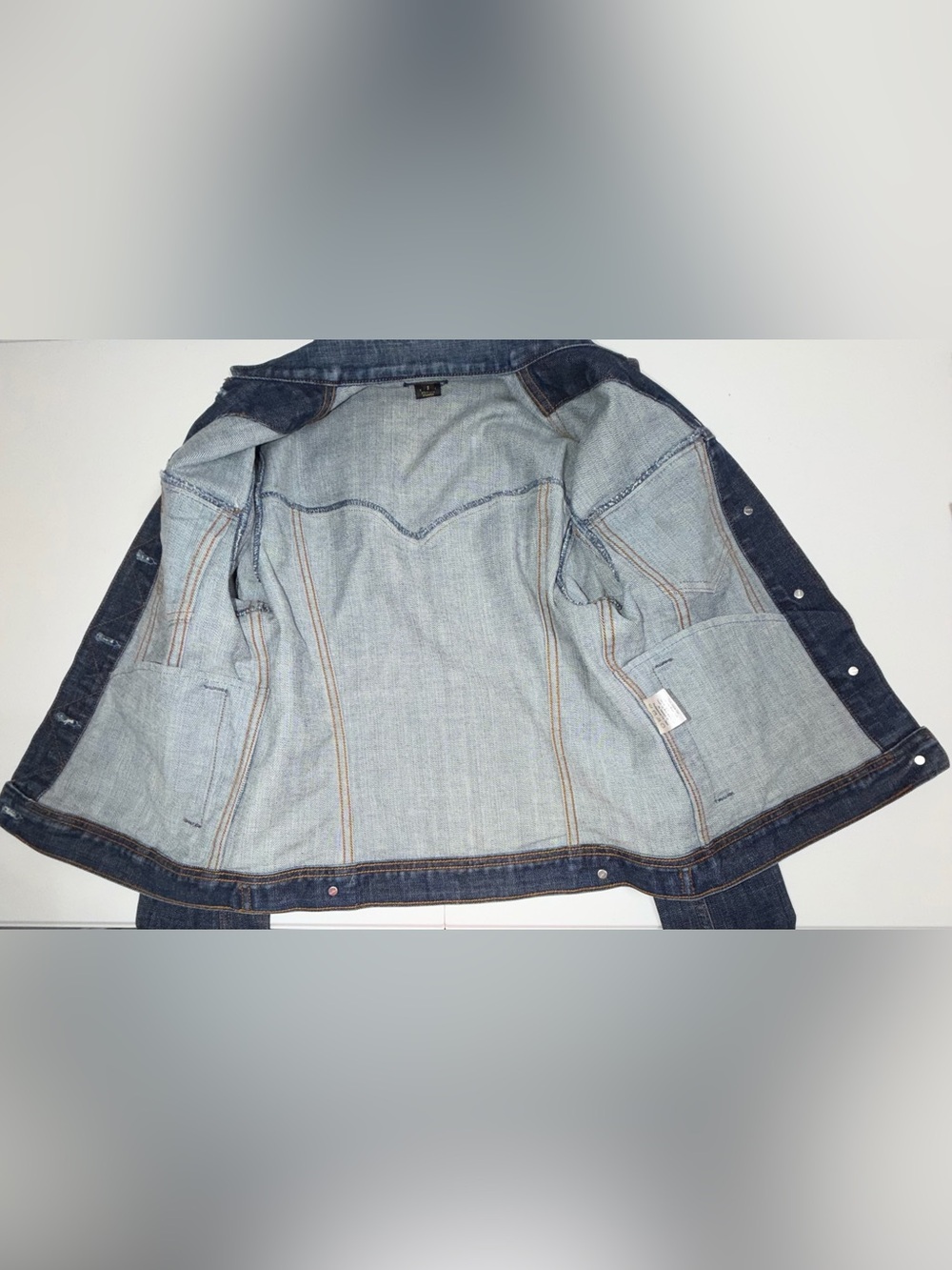 Manuel Denim Jacket Women’s Sz Small Rhinestone Buttons Cross Detail Made in USA - Picture 13 of 16